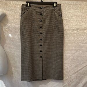 100% virgen wool Classic Black and White Houndstooth Skirt #A07
